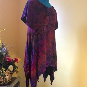 Jayli asymmetrical tie dye tunic top